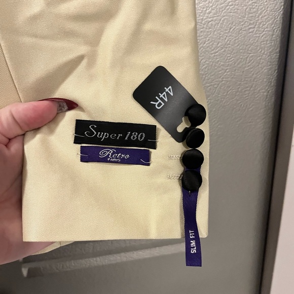 MENS DOUBLE BREASTED SUPER 180 WOOL 3 PIECE SLIM FIT TUXEDO - Picture 5 of 9